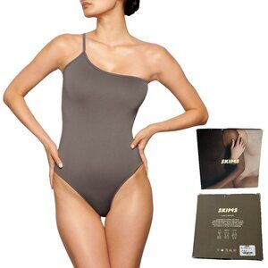 SKIMS One-Shoulder Bodysuit in Taupe